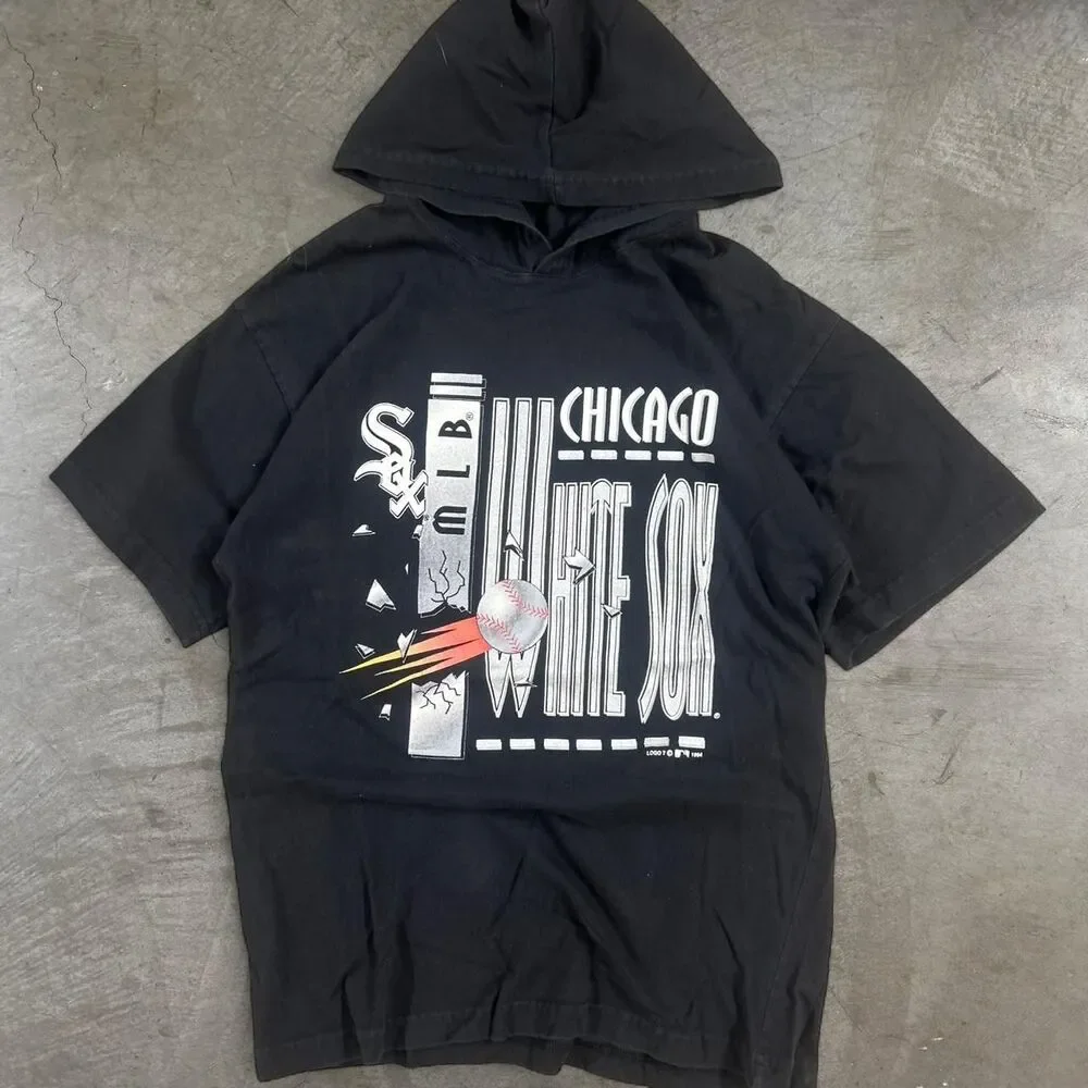 Vintage 90s Chicago White Sox Logo 7 Hooded Tshirt